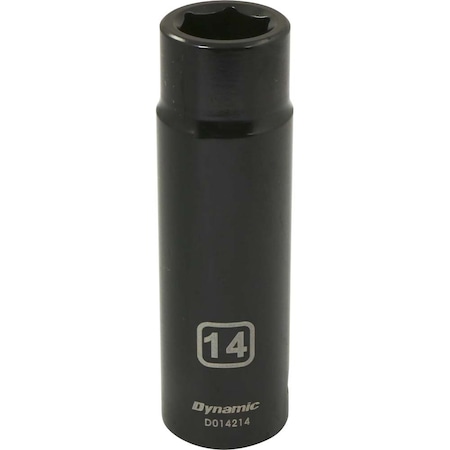 Dynamic 1/2" Drive Deep Socket, Black Phosphate, Tools 1/2" Drive 6 Point Metric, 14mm Deep Length D014214